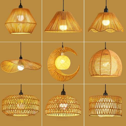 侘寂风日式麻绳吊灯复古仿古中式民宿酒店餐厅吧台火锅店灯笼灯罩