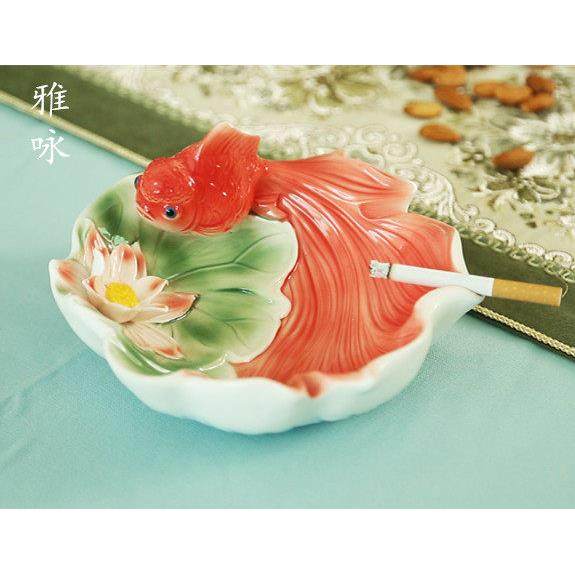 欧式客厅金鱼荷花大号陶瓷烟灰缸家用个性办公多功能糖果盘创意,节庆用品/礼品,时尚烟灰缸,淘宝优惠券,粉丝福利购,淘宝优惠卷