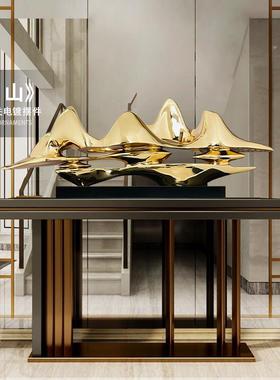 云山现代新中式软装饰品摆件客厅玄关边柜酒店大堂售楼处树脂雕塑