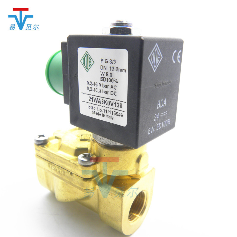 意大利ode电磁阀21wa3k0v130220v进口黄铜两通常闭电磁开关阀