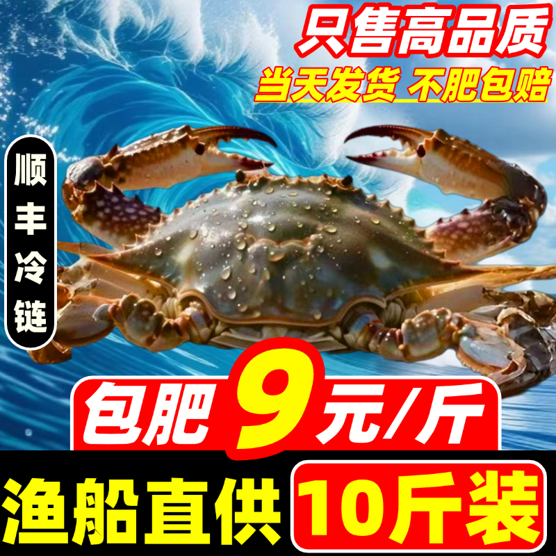 梭子蟹新鲜海捕公蟹母蟹红膏蟹冷冻海鲜超大特大包肥10斤整箱飞蟹,水产肉类/新鲜蔬果/熟食,梭子蟹,淘宝优惠券,粉丝福利购,淘宝优惠卷