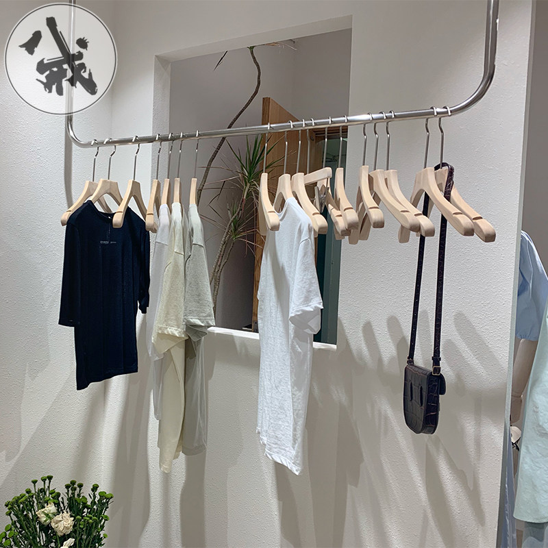 服装店展示架上墙吊架壁挂式u型婚纱童装挂衣架女装店衣服架子