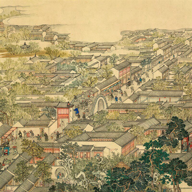 国画 清 徐扬 姑苏繁华图 字画高清微喷书画 原比例长卷墙装饰画