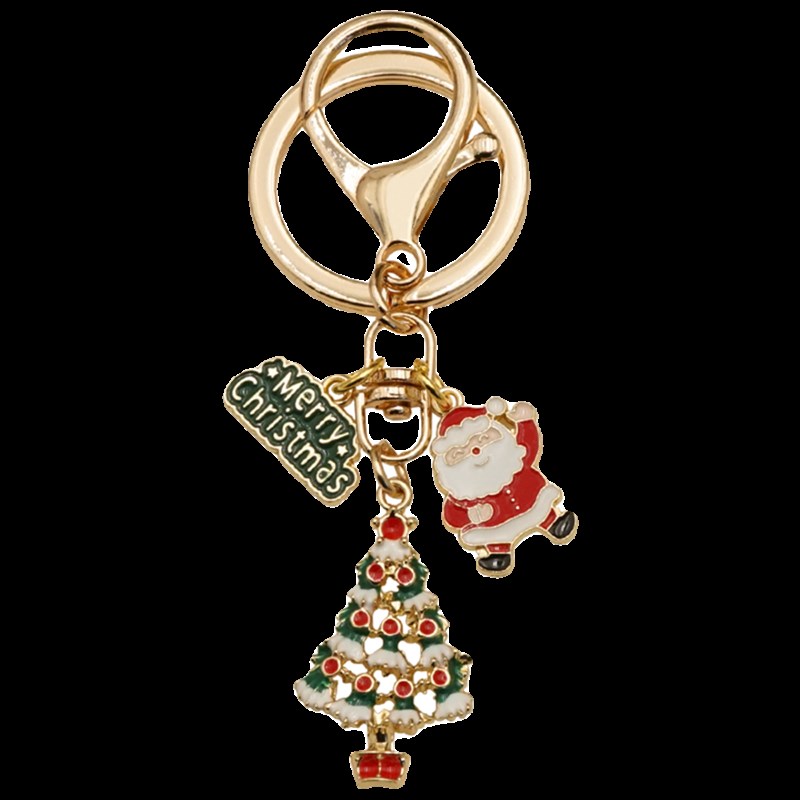 圣诞节卡通钥匙扣挂件精致雪花圣诞老人钥匙链创意圣诞树小礼品