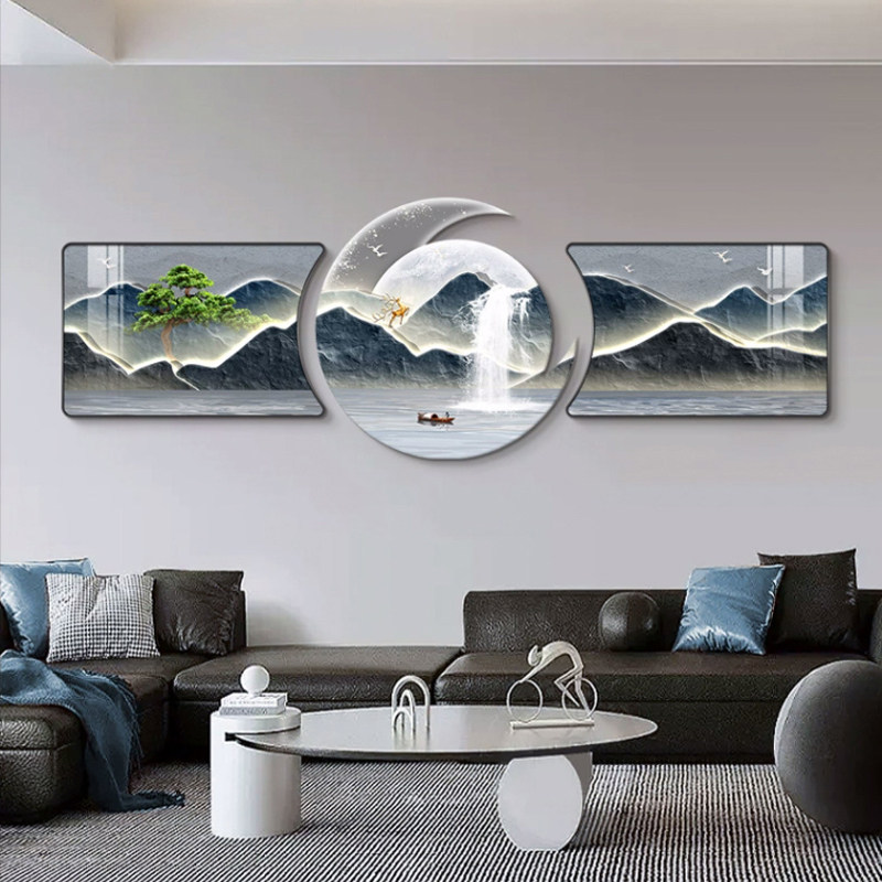 轻奢高级感led带灯高档大气客厅装饰画沙发电视背景墙壁高端挂画