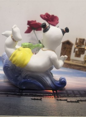 创意手工陶瓷人物早生贵子宝宝年年有鱼婚庆礼品客厅童子家居摆件