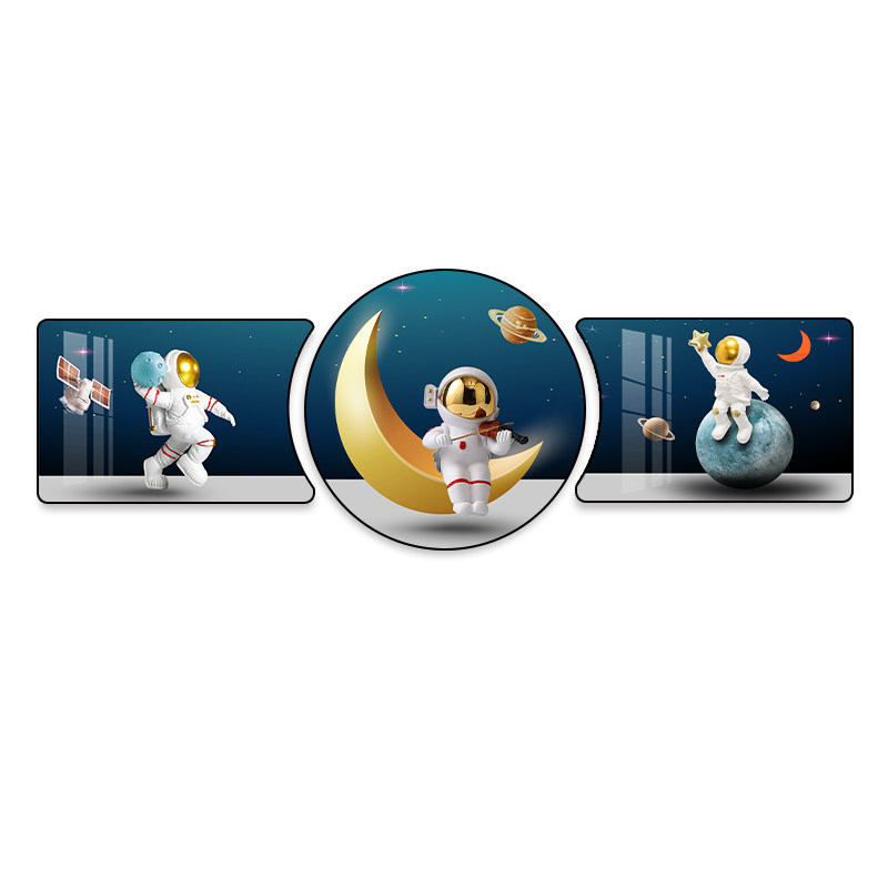 儿童房卧室装饰画太空宇航员床头背景墙挂画男孩女孩公主房间壁画,家居饰品,现代装饰画,淘宝优惠券,粉丝福利购,淘宝优惠卷