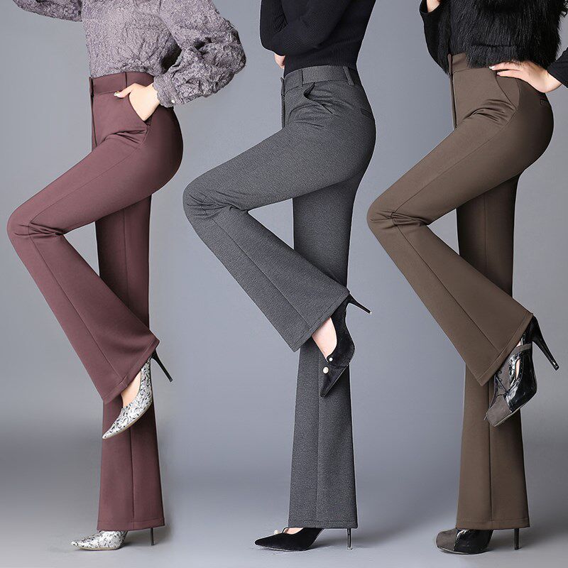 新款微喇叭长裤秋冬高腰垂坠感西装微喇女裤时尚休闲长裤