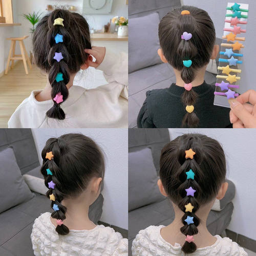 小女孩花式高马尾拇指圈发绳发圈女童甜美星星爱心花朵毛巾圈头绳