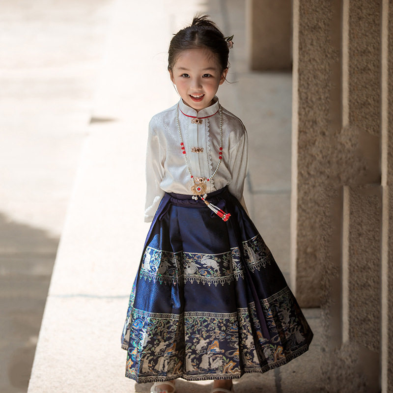 童装女童汉服中国风古风古装上衣半身裙高级马面裙儿童套装春装新