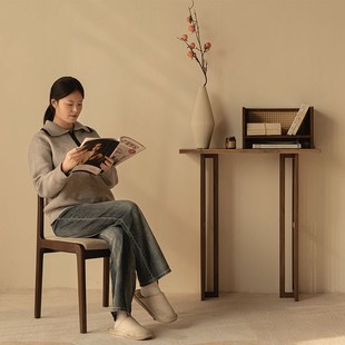 无意黑胡桃木玄关桌靠墙实木极窄长条桌新中式供桌供台入户高端