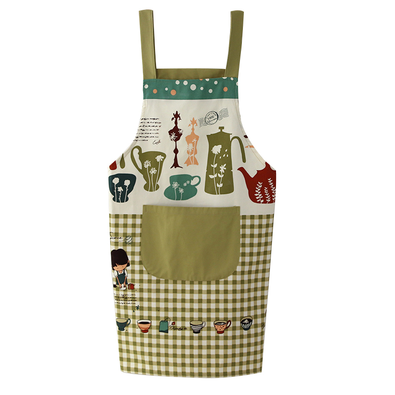 新款韩式无袖围裙男女厨房做饭防油时尚背带纯棉短袖围裙成人包邮