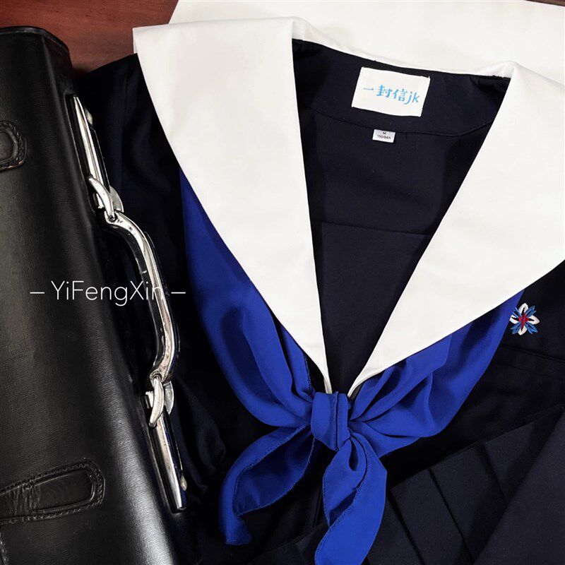 一封信圣母襟水手服绀色正统JK制服校供感学院风套装