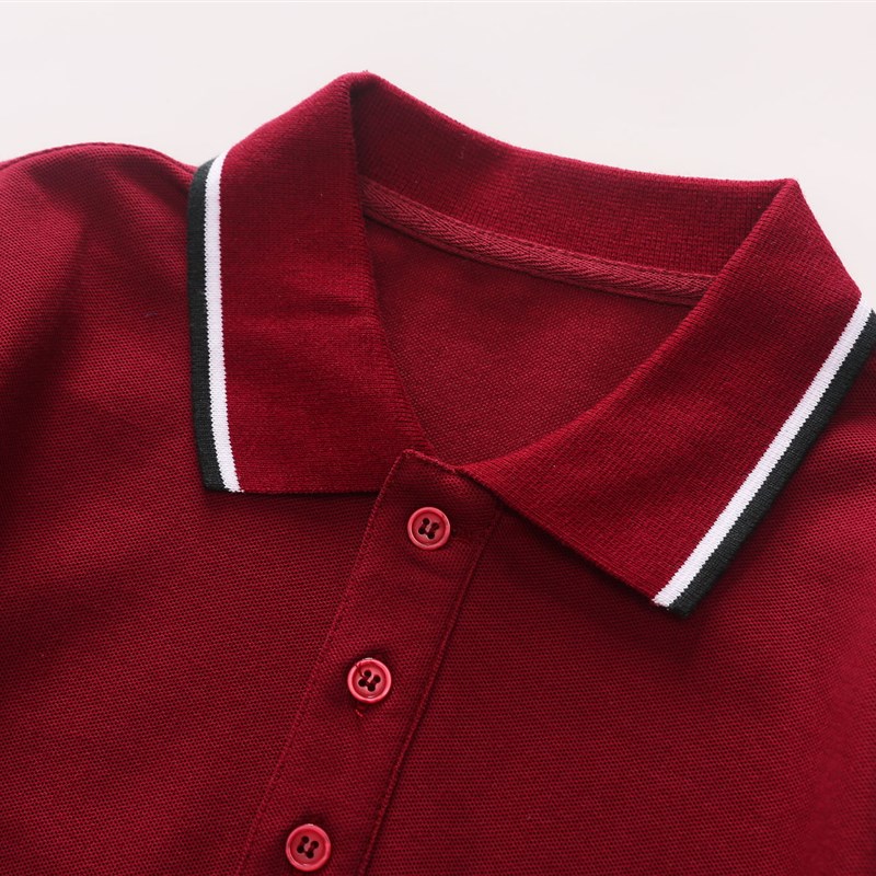 英伦风校服套装小学生学院园服夏装儿童枣红色短袖黑领T恤上衣