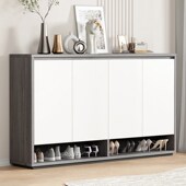 实木家用鞋 奶油风 柜大容量多层纯实木入户门门厅柜可定制轻奢法式