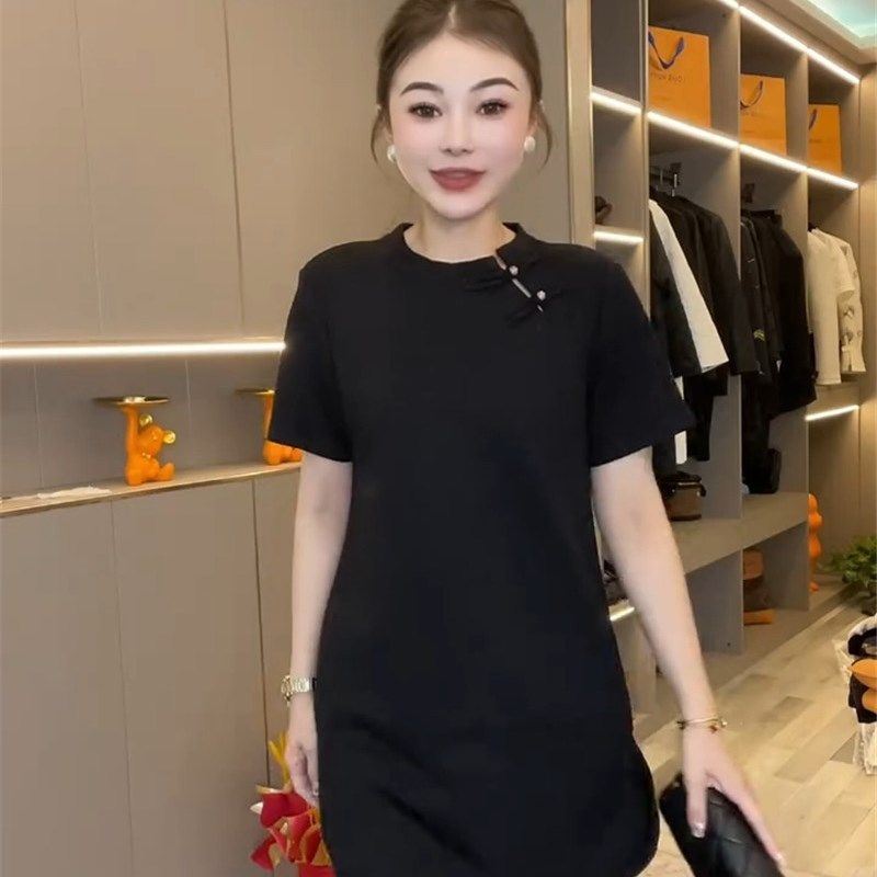 时尚套装2024年春夏季新款复古新中式短袖中长款休闲大衫小脚裤女