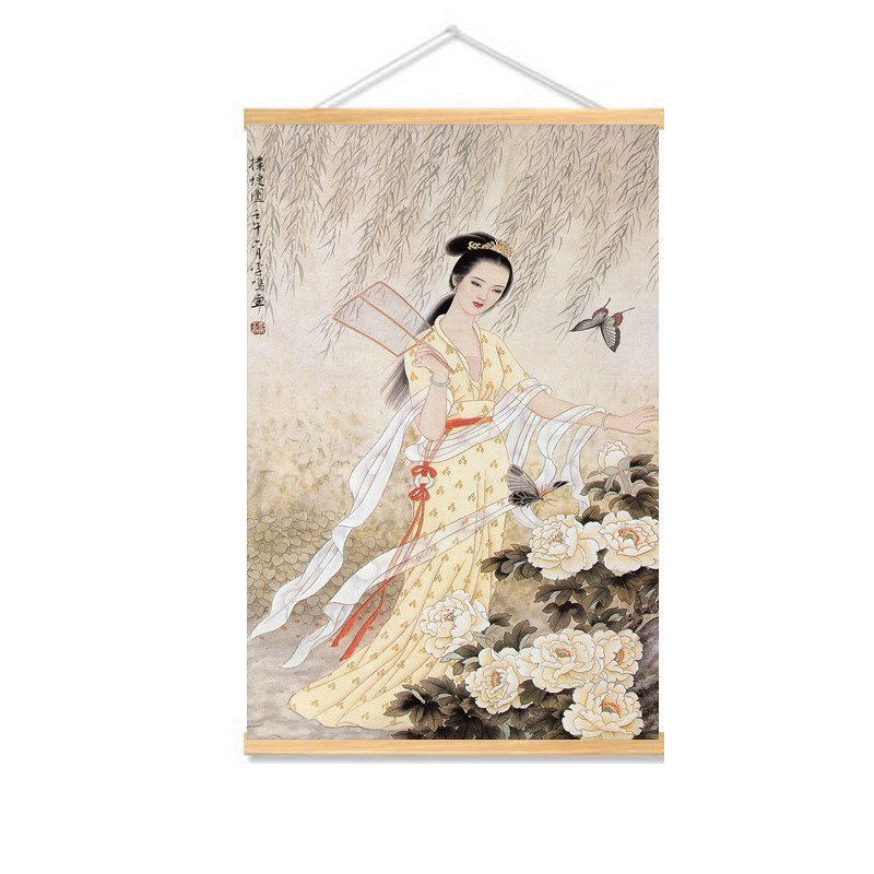 古典人物工笔仕女图客厅竖版美女装饰画书房卧室茶楼国画卷轴挂画
