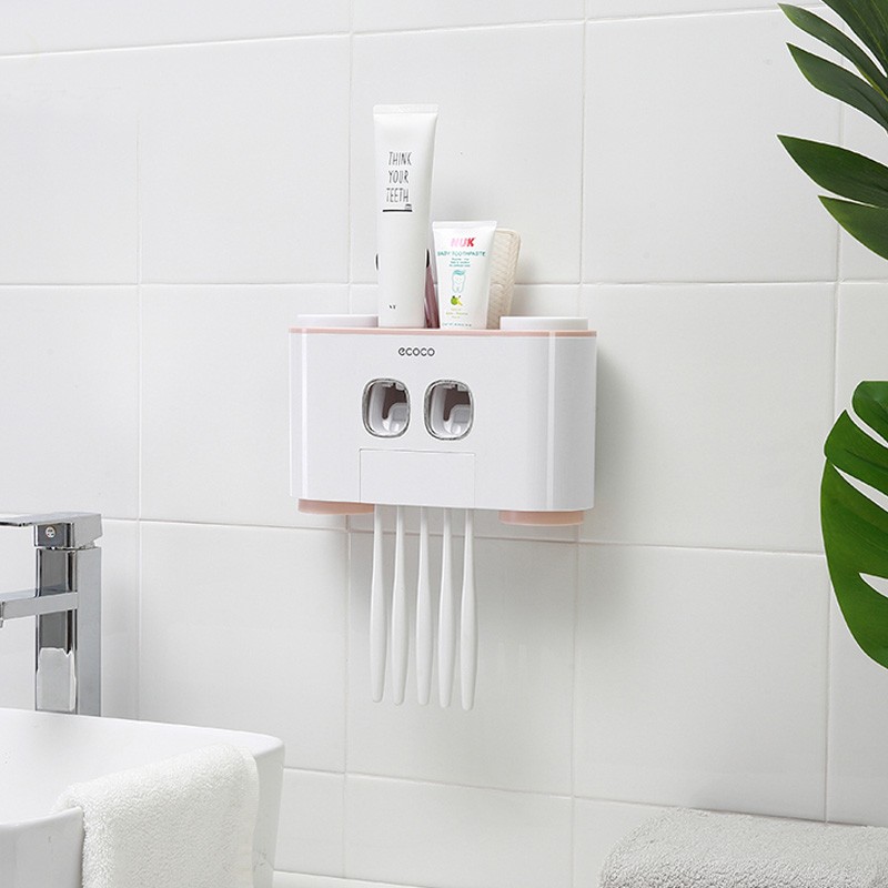 牙刷架全自动挤牙膏器家用免打孔卫生间吸壁式壁挂漱口刷牙杯套装