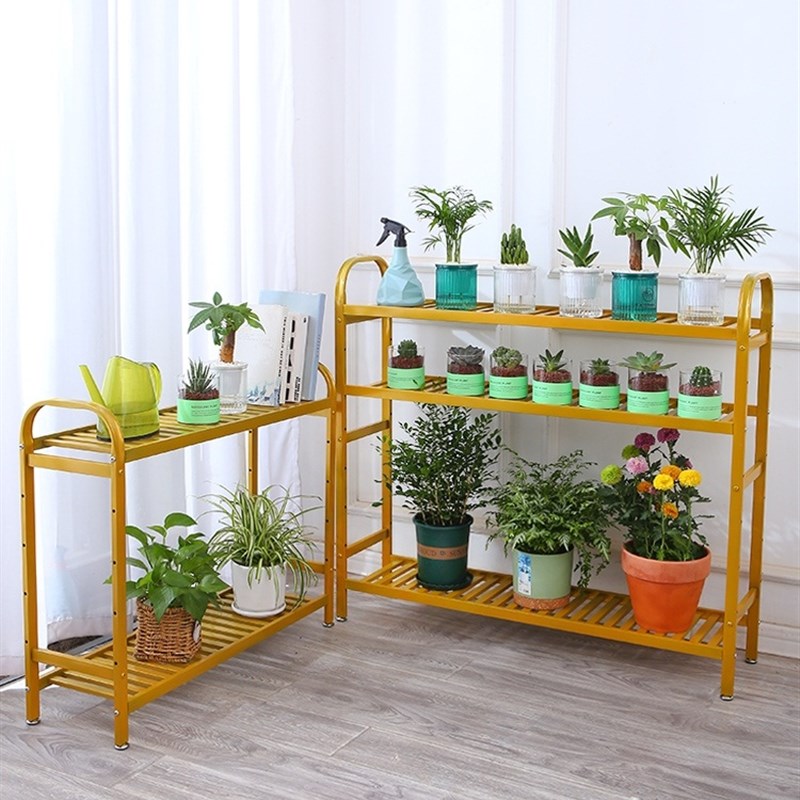 不锈钢花架置物架多肉花盆架阳台可移动多层室内落地带轮简约兰花