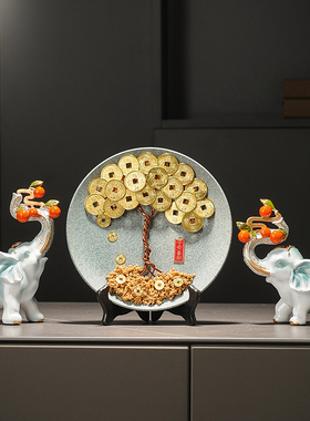 发财摇钱树平安喜乐招财鹿客厅电视柜酒柜装饰品摆件前台开业礼物