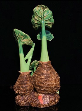 石湾公仔陶瓷芋头创意家居客厅博古架电视柜饰品摆件植物工艺礼品