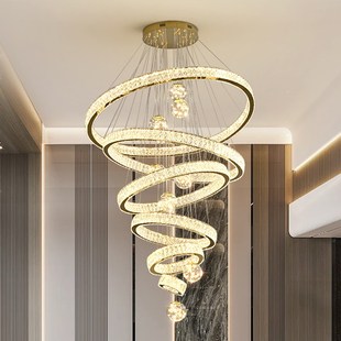 别墅挑空大吊灯轻奢楼中楼跃层挑高水晶满天星复式楼中空大吊灯