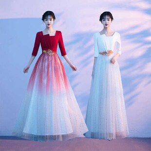 大合唱团演出服女长裙独唱指挥演讲朗诵主持人礼服裙红歌集体表演