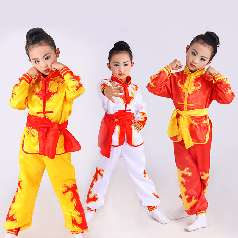 红色白色儿童演出服服装舞蹈新款打鼓舞腰鼓武术敲鼓服幼中小学生