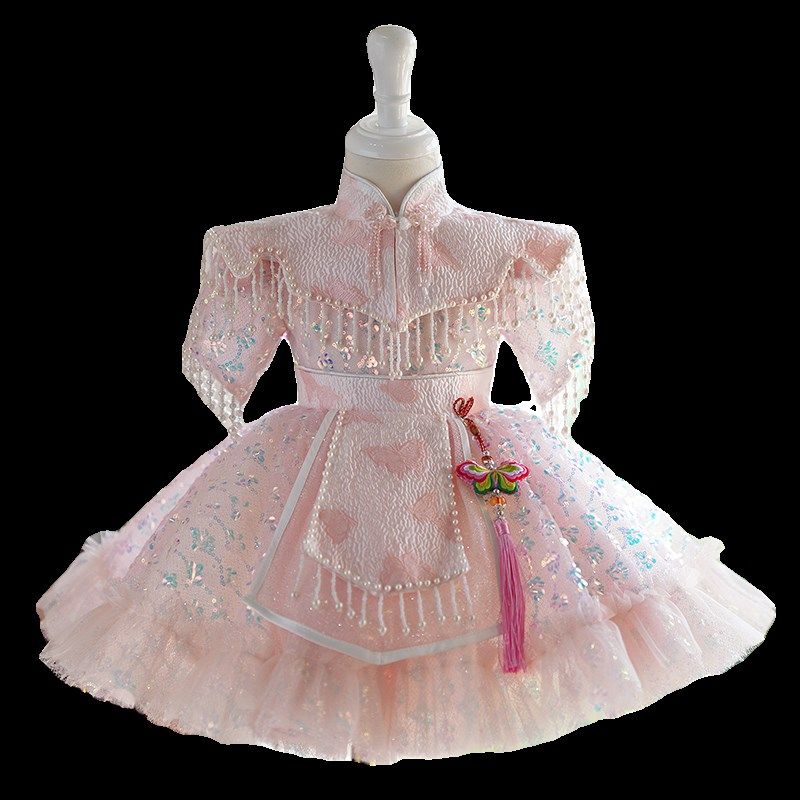 新中式国风童装儿童公主裙礼服主持人演出服女童礼服轻奢小众高端