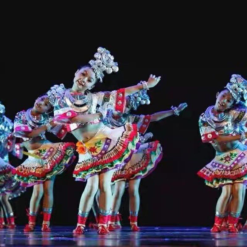 六一小荷风采苗妹妹儿童舞蹈演出服苗族少数民族舞台表演服装