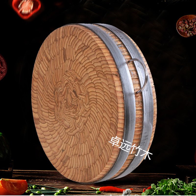 圆砧板竹菜板加厚商用款家用款耐剁不开裂环保无胶制作老楠竹