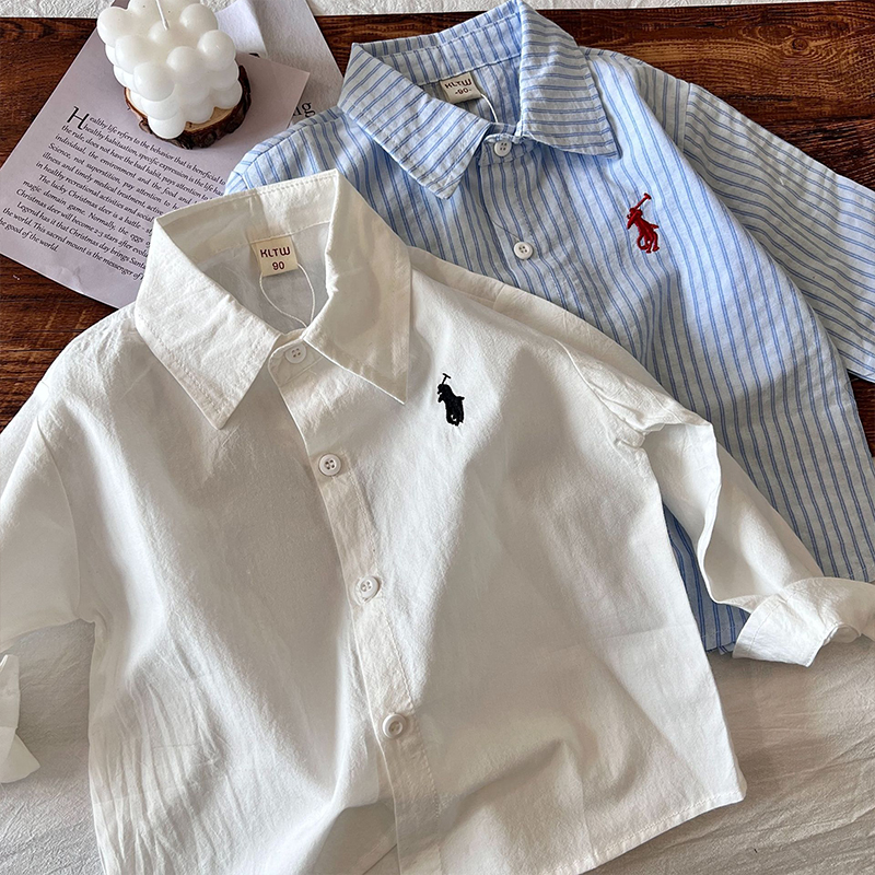 男童衬衫外套春秋2023新款儿童春季衬衣长袖纯棉薄款外套防晒夏季