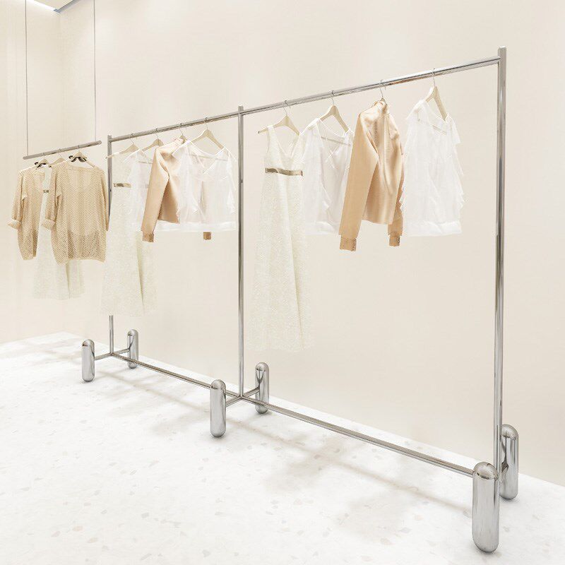 女装店货架展示架落地式不锈钢服装店挂衣架网红简约陈列道具架子