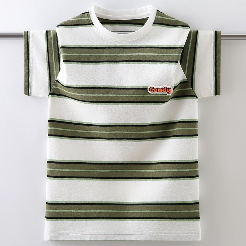 男童t恤短袖夏季薄款儿童圆领纯棉Polo衫中大童洋气男孩条纹夏装