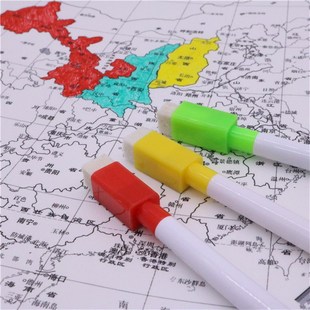 中国彩绘手绘地图上色油布旅行打卡DIY涂色填色墙贴儿童房装饰画