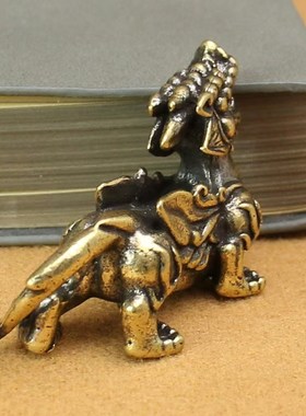 纯黄铜貔貅摆件公母一对复古只进不出网红动物办公室书桌国风茶宠