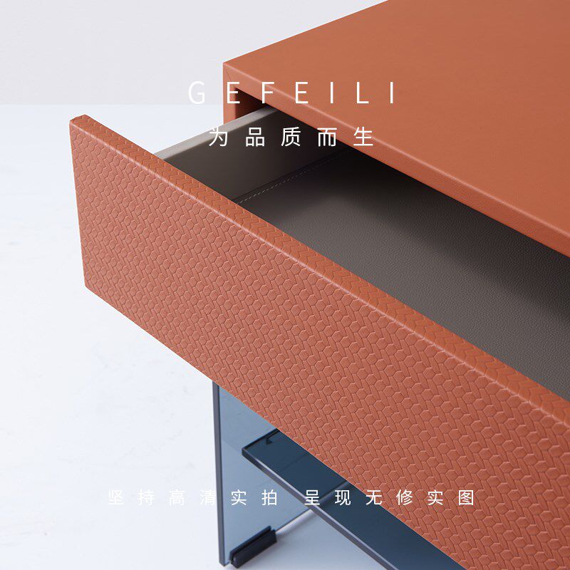 意式极简钢化玻璃床头柜轻奢创意设计师款家用卧室床边柜2024新款