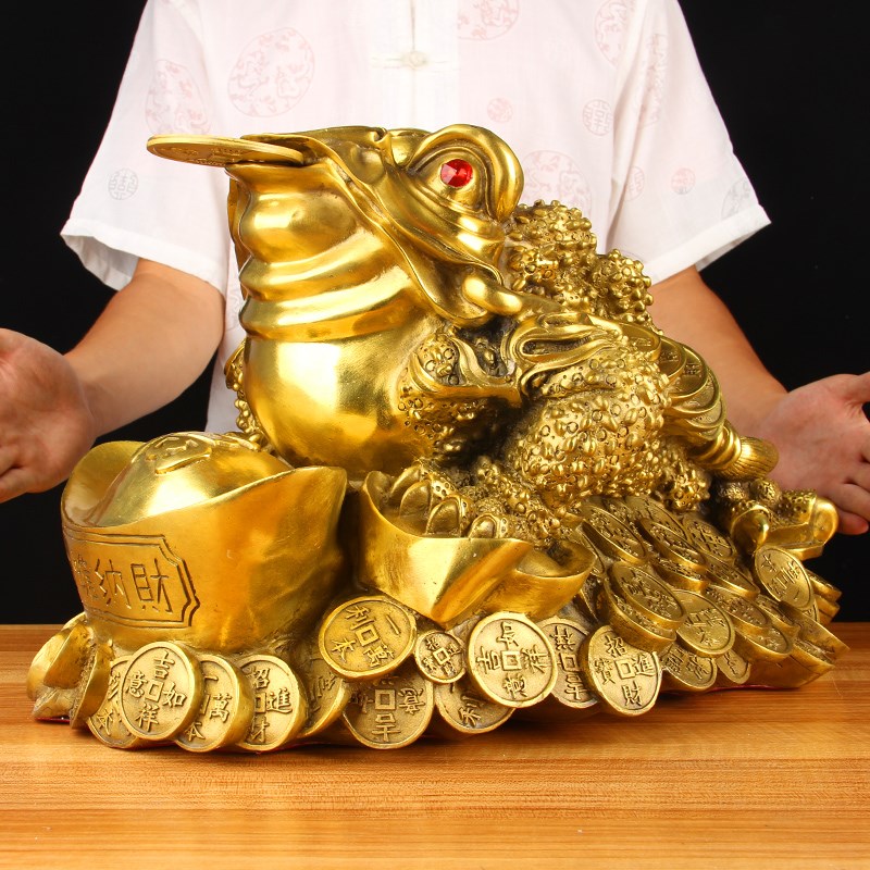 2.2尺铜元宝金蟾摆件 铜金蟾摆件 铜蟾王摆件