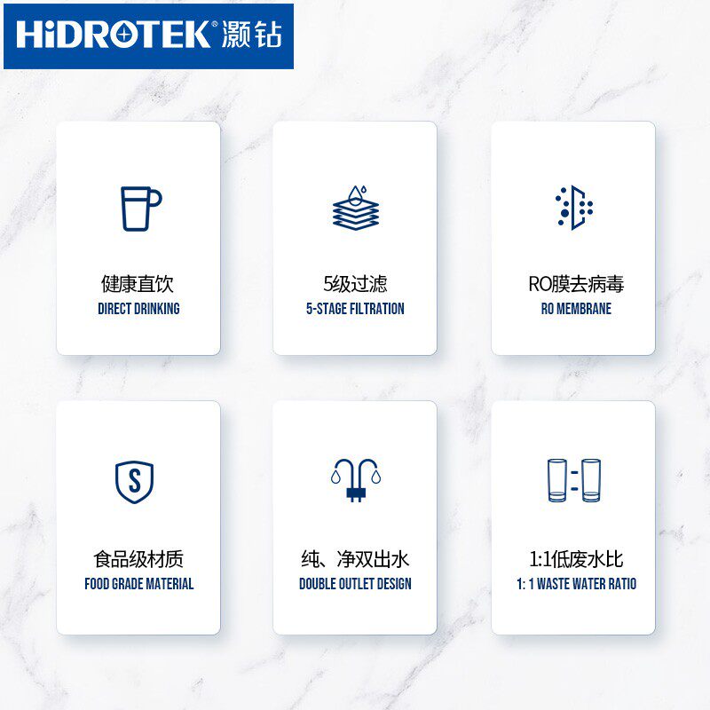 灏钻净水器直饮家用ro反渗透滤芯通用过滤自来水厨房厨下式一体机