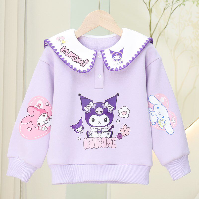 2024秋冬季新款女童加绒加厚卫衣套装儿童洋气时尚外穿两件套童装