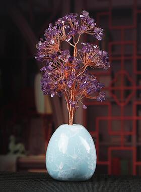 灵机麦玲玲2026马年水晶树摆件仿摇钱树办公桌公司前台送礼