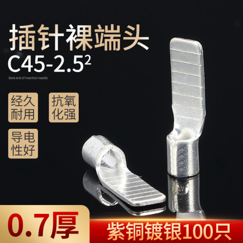 C45-2.5平方接线端子铜鼻子DZ47插片空开冷压紫铜焊接片形100只