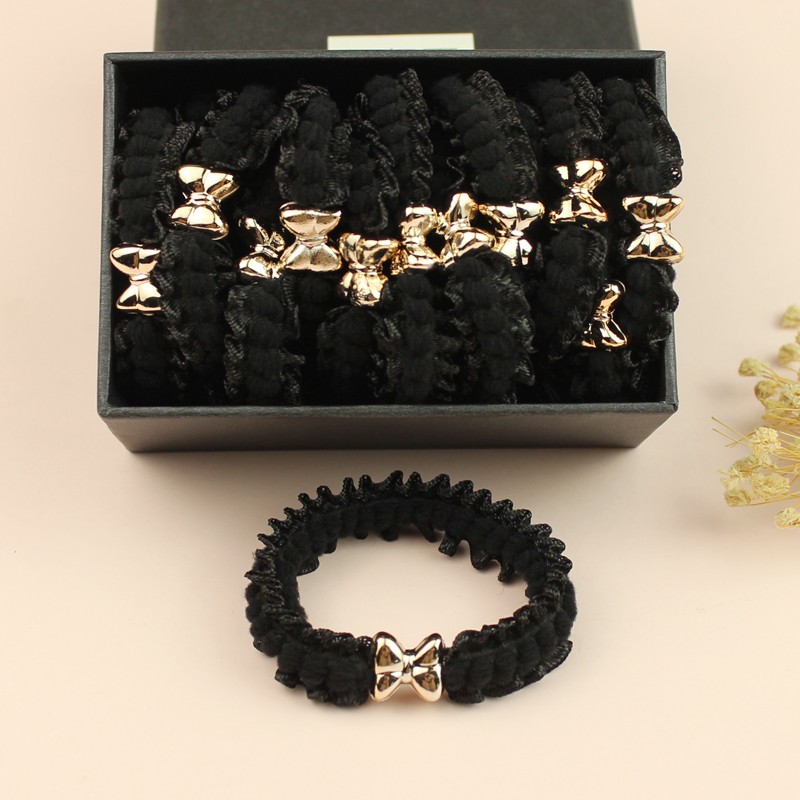 韩国头绳粗黑色高弹力发圈秋冬款低马尾扎头发皮套丸子头皮筋发饰