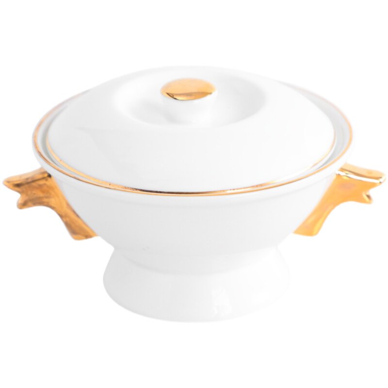 陶瓷金边燕窝碗甜品碗精致银耳碗美容院家用糖水小碗欧式宫廷餐具