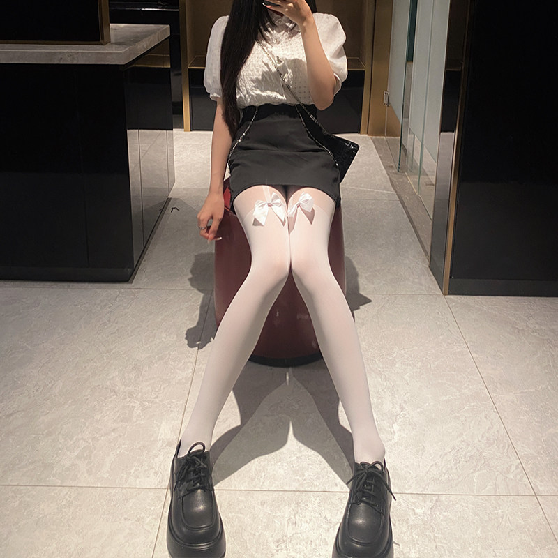 蝴蝶结吊带白色丝袜女薄款性感蕾丝过膝长筒黑色丝袜jk网红大腿袜,女士内衣/男士内衣/家居服,连裤袜/打底袜,淘宝优惠券,粉丝福利购,淘宝优惠卷