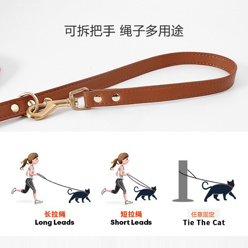 狗绳牵引绳小型犬皮质单独绳子防缠绕宠物外出比熊柴犬泰迪遛猫咪