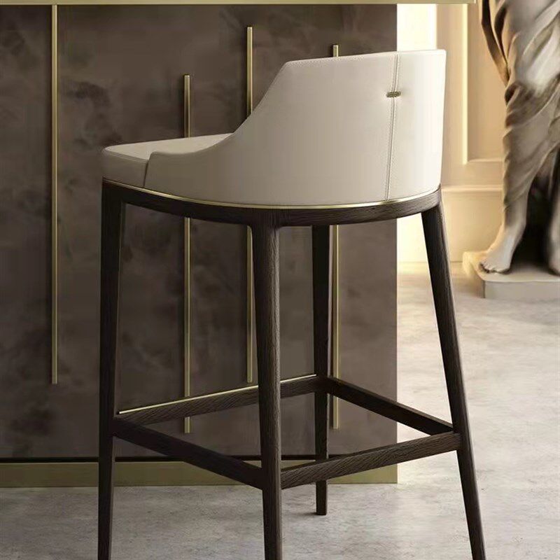 欧式实木吧台椅简约前台家用高脚凳子轻奢吧椅餐厅岛台吧椅吧台凳