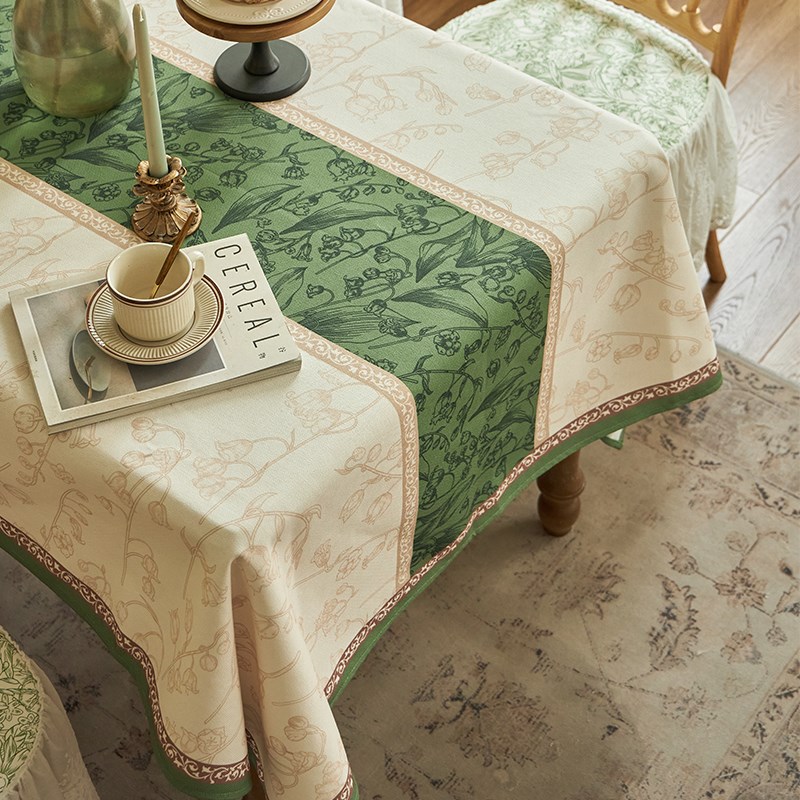 美式餐桌布欧式防水防油免洗圆桌盖布长方形田园氛围感轻奢茶几布