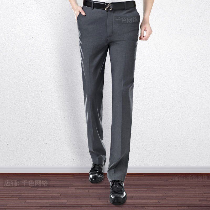 男灰色西裤 修身休闲小直筒西服裤商务职业夏薄款工作正装裤