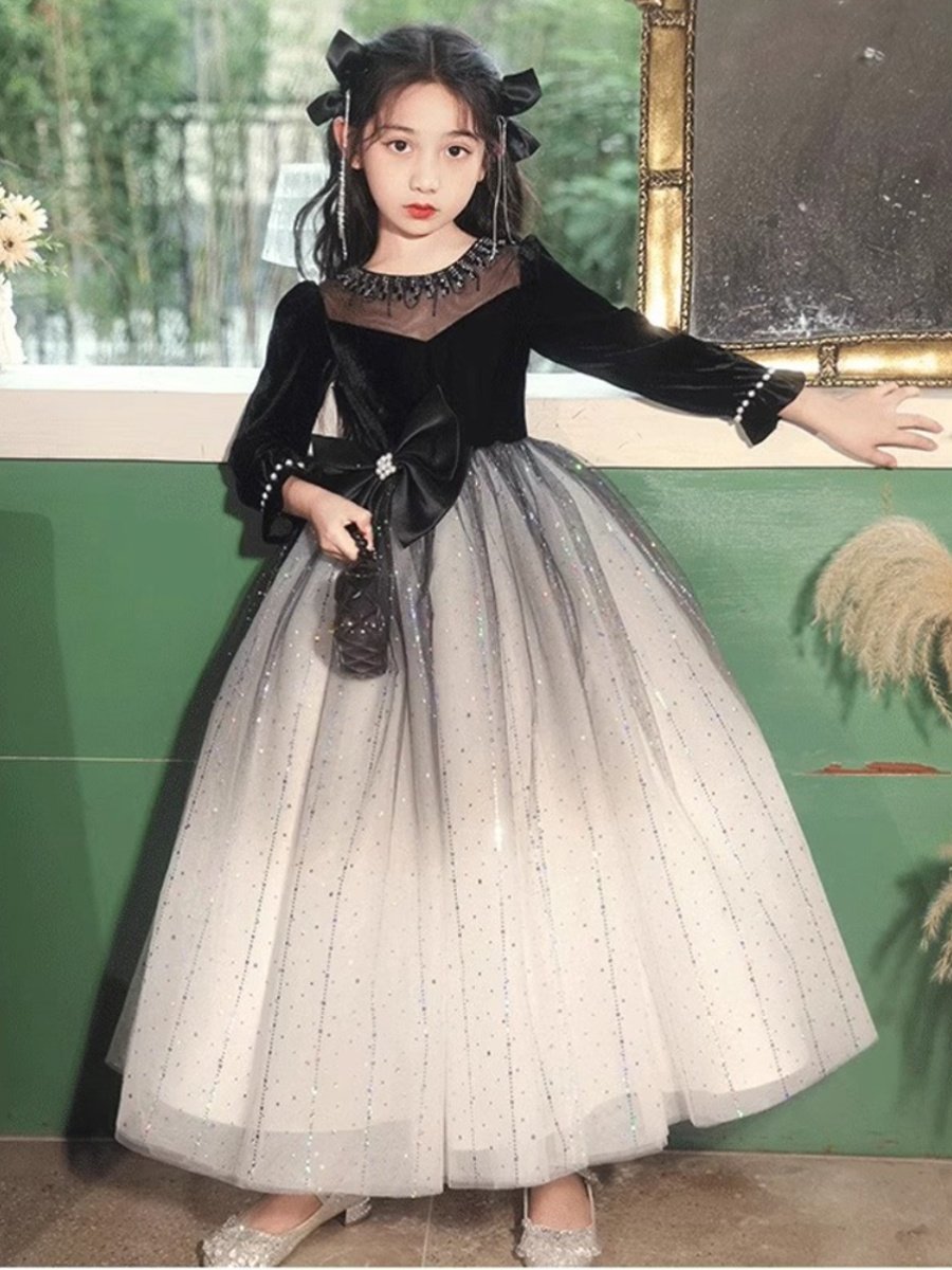 女童礼服2024新款轻奢小众高端公主裙秋冬季儿童小主持人钢琴演奏